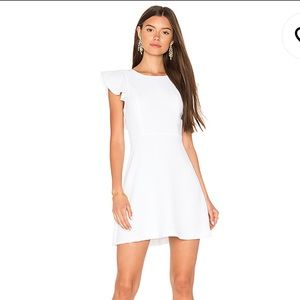 Bcbg flutter sleeve ruffle dress in white